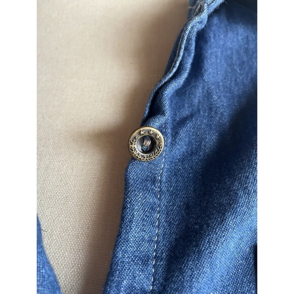 Vintage Women's Christmas ELF & Toys Long Sleeve Denim Jean Shirt Size XL Cotton - Picture 6 of 9